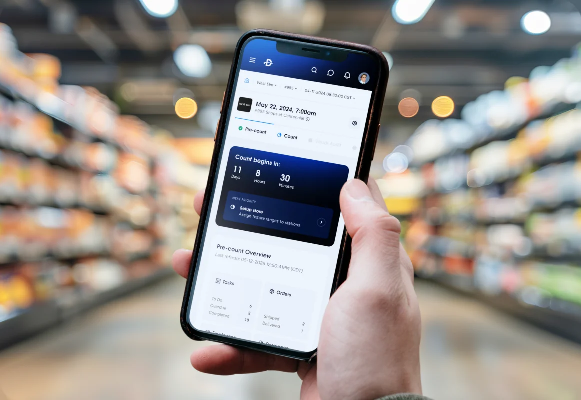 The Datascan app in use in a store aisle