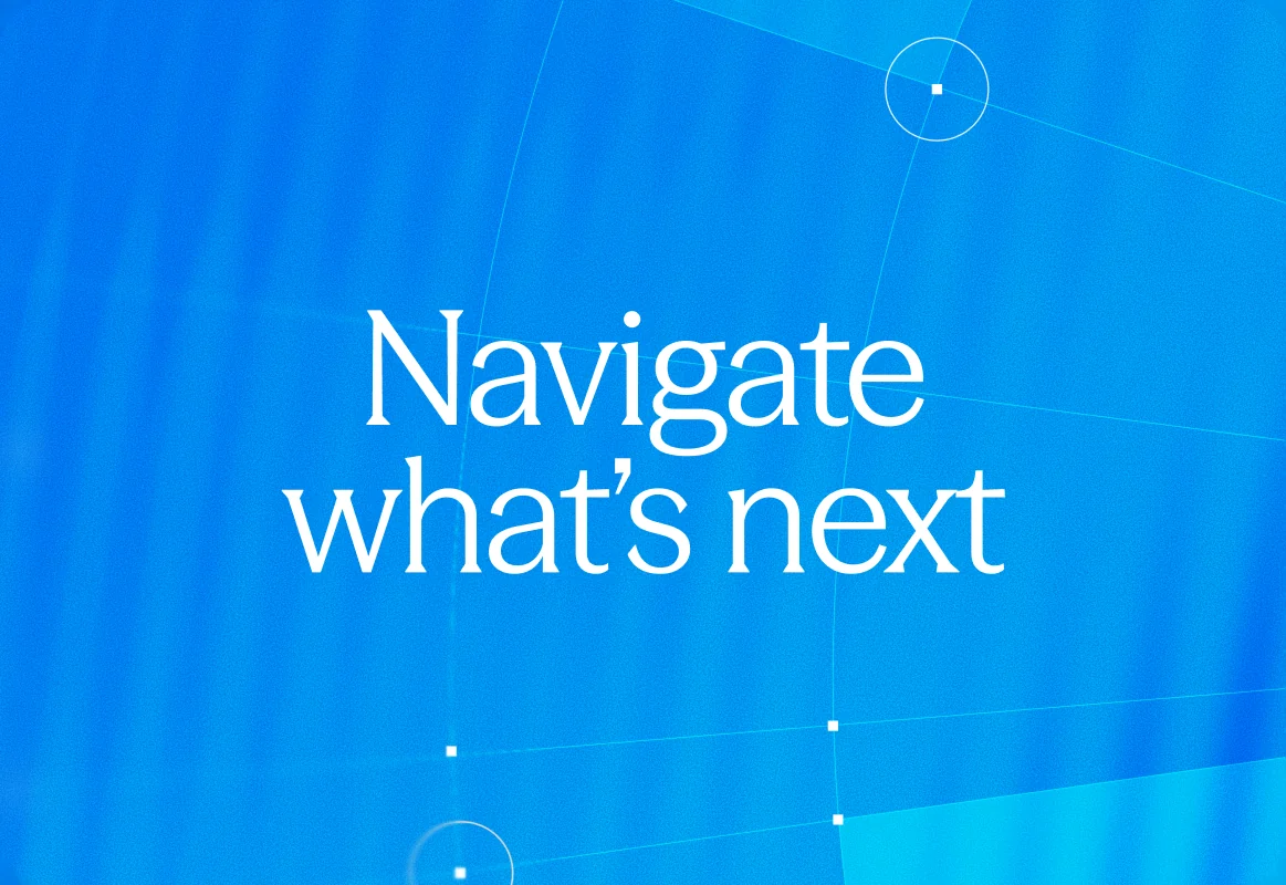 A nuHarbor “Navigate what’s next” campaign card