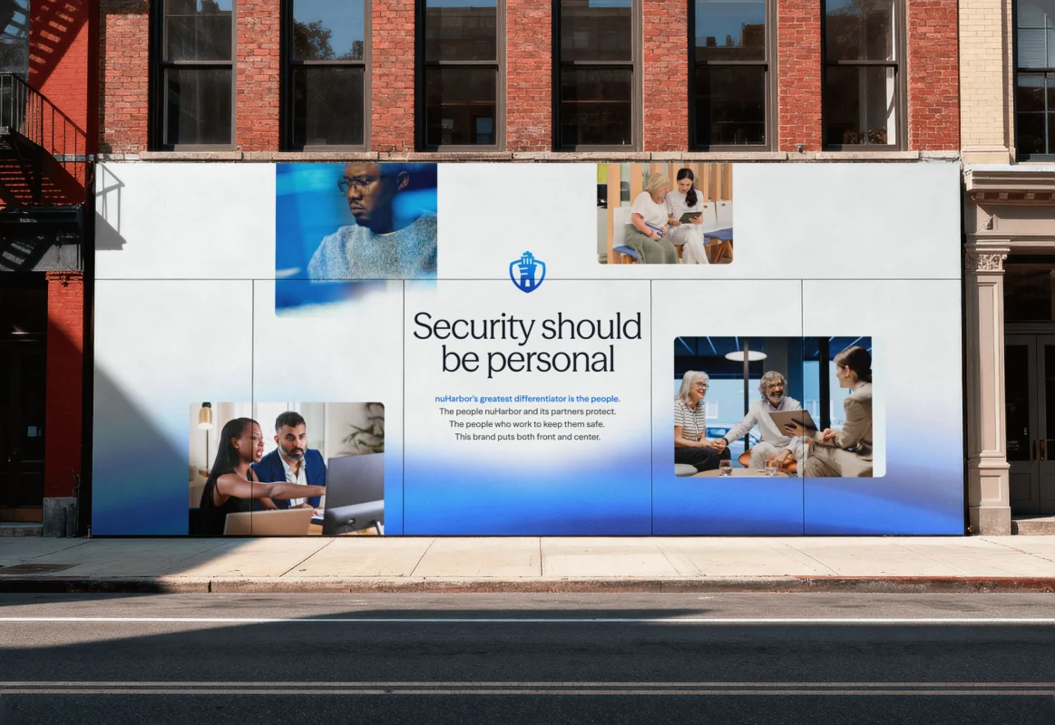 A nuHarbor billboard reading “Security should be personal”