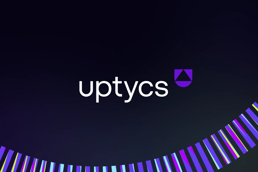 The Uptycs wordmark on a dark brand ground