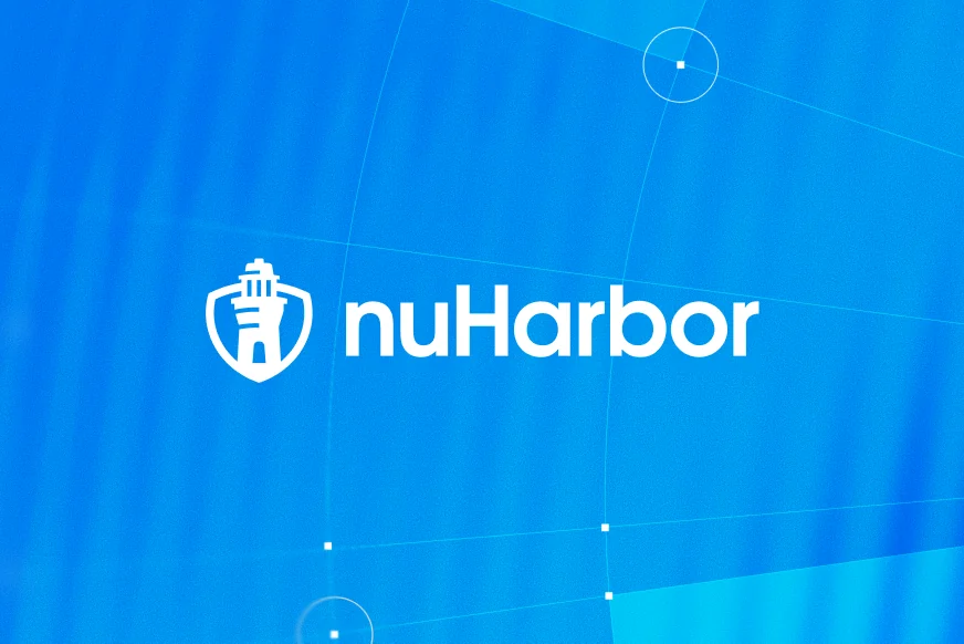 The nuHarbor shield and wordmark on blue