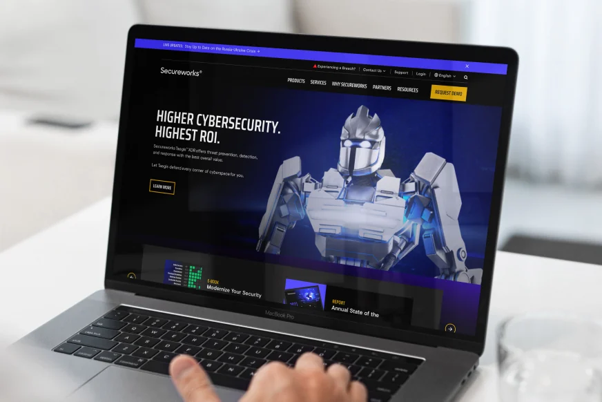 A cybersecurity website open on a laptop
