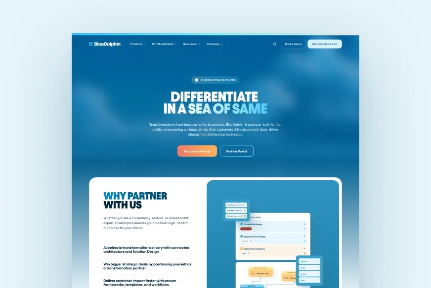 A landing page headed “Differentiate in a sea of same”