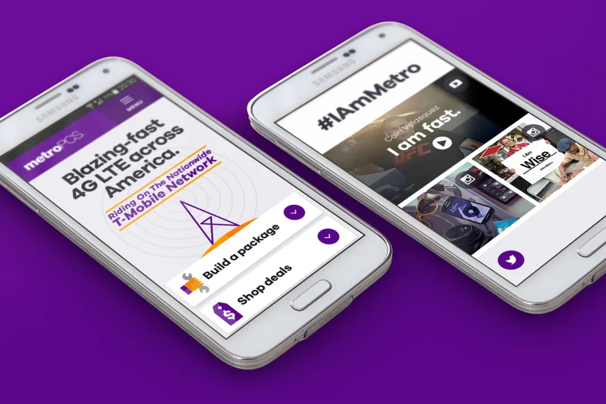 A mobile site shown across two phones